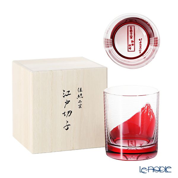 【最後の入荷】GLASS-LAB グラス・ラボ 北斎グラス 江戸砂切子 S-101-002 赤 赤富士