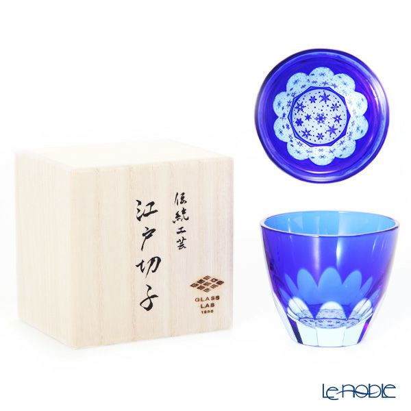GLASS-LAB グラス・ラボ 江戸切子 砂切子 YUKI 瑠璃 ぐい呑み S-103-005