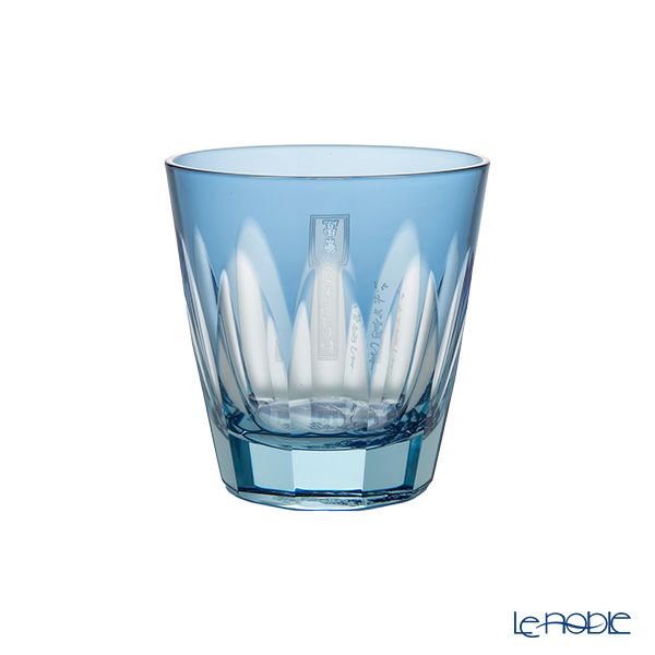 GLASS-LAB グラス・ラボ 江戸切子 砂切子 北斎 オールドグラス 神奈川沖浪裏（大）ライトブルー×瑠璃