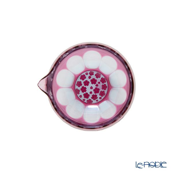 GLASS-LAB グラス・ラボ 江戸切子 砂切子 サクラサク 片口 ライトブルー×金赤