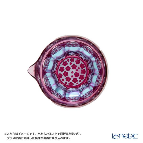 GLASS-LAB グラス・ラボ 江戸切子 砂切子 サクラサク 片口 ライトブルー×金赤