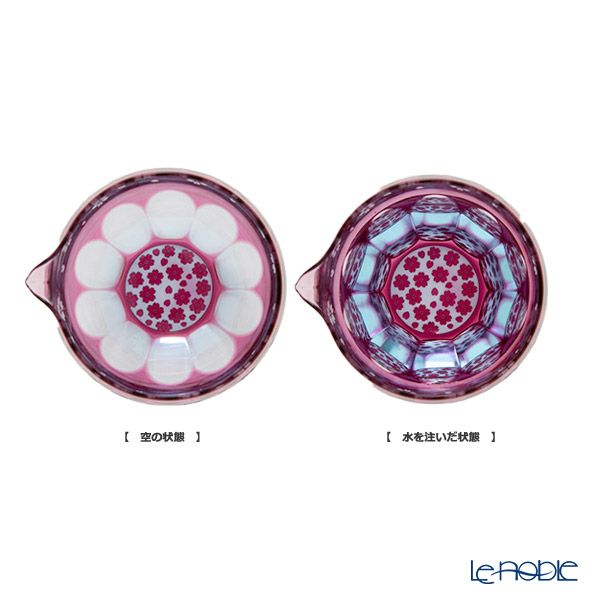 GLASS-LAB グラス・ラボ 江戸切子 砂切子 サクラサク 片口 ライトブルー×金赤