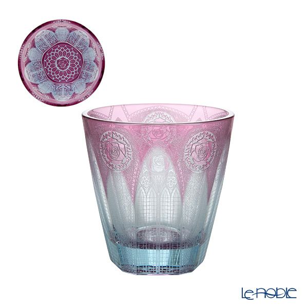 GLASS-LAB グラス・ラボ 江戸切子 砂切子 赤薔薇の大聖堂 オールドグラス ライトブルー×金赤【2020江戸切子新作展 WEB投票第二位】