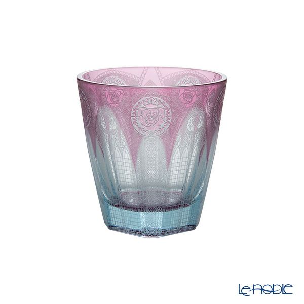 GLASS-LAB グラス・ラボ 江戸切子 砂切子 赤薔薇の大聖堂 オールドグラス ライトブルー×金赤【2020江戸切子新作展 WEB投票第二位】