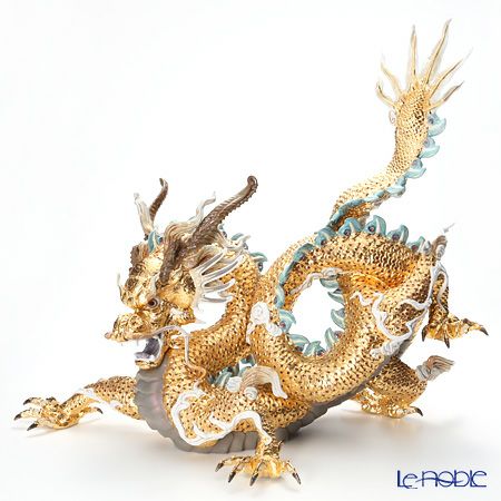 リヤドロ 臥龍（GOLD） HIGH PORCELAIN 01973 台座付