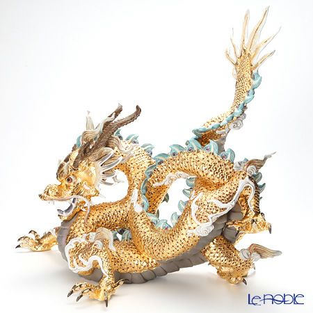 リヤドロ 臥龍（GOLD） HIGH PORCELAIN 01973 台座付