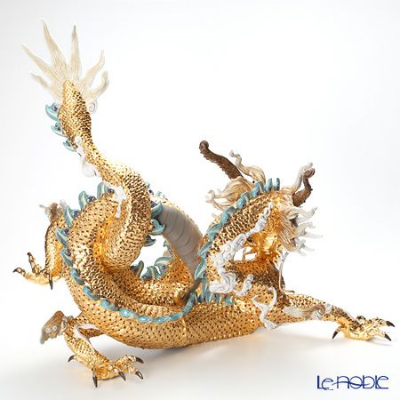 リヤドロ 臥龍（GOLD） HIGH PORCELAIN 01973 台座付