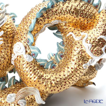 リヤドロ 臥龍（GOLD） HIGH PORCELAIN 01973 台座付
