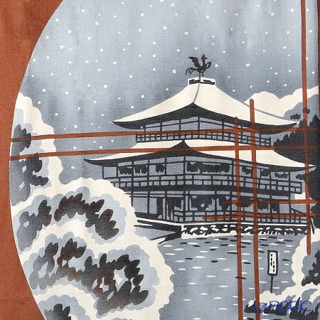 永楽屋 昭和8年柄復刻 円窓の雪景色 冬 手ぬぐい