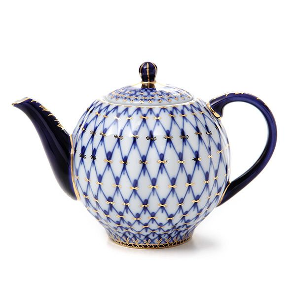 ロシア食器 インペリアル・ポーセリン コバルトネット ティーポット 600ml