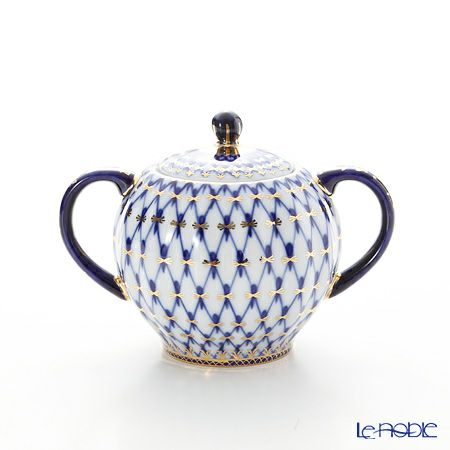 ロシア食器 インペリアル・ポーセリン コバルトネット シュガーポット 300ml