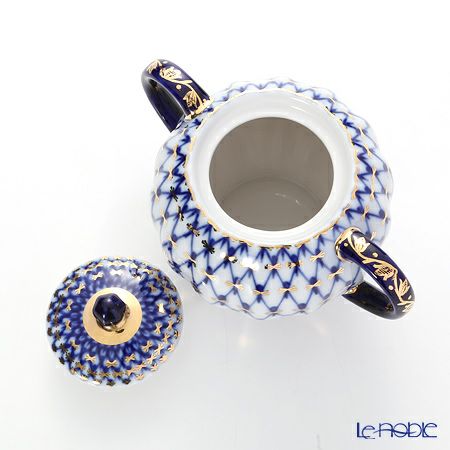ロシア食器 インペリアル・ポーセリン コバルトネット シュガーポット 300ml
