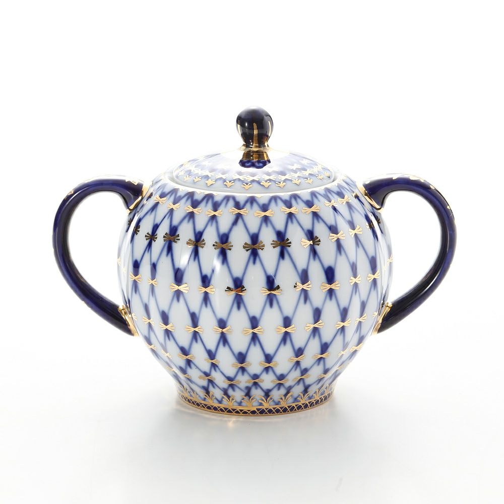 ロシア食器 インペリアル・ポーセリン コバルトネット シュガーポット 300ml