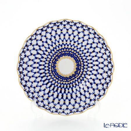 ロシア食器 インペリアル・ポーセリン コバルトネット ラウンドディッシュ 21.5cm