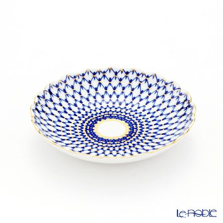 ロシア食器 インペリアル・ポーセリン コバルトネット ラウンドディッシュ 21.5cm