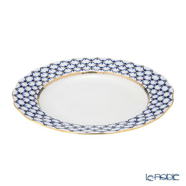 ロシア食器 インペリアル・ポーセリン コバルトネット プレート 27cm チューリップ