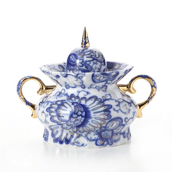 ロシア食器 インペリアル・ポーセリン シンギングガーデン シュガーポット（マーキー）600ml