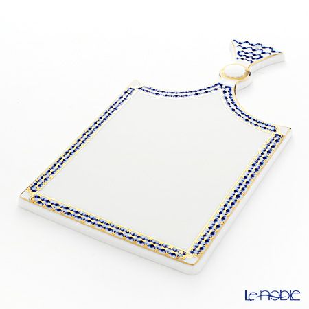 ロシア食器 インペリアル・ポーセリン コバルトネット チーズボード 33.5cm