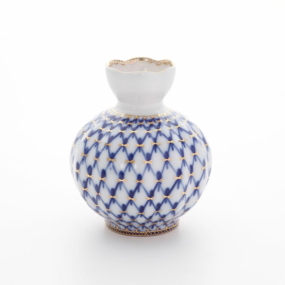 ロシア食器 インペリアル・ポーセリン コバルトネット ベース 12cm