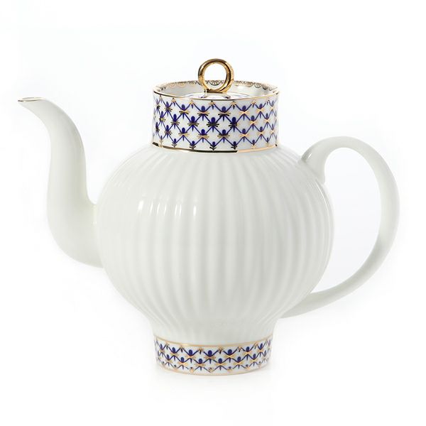 ロシア食器 インペリアル・ポーセリン コバルトネット ティーポット（ウエイブ） 800ml