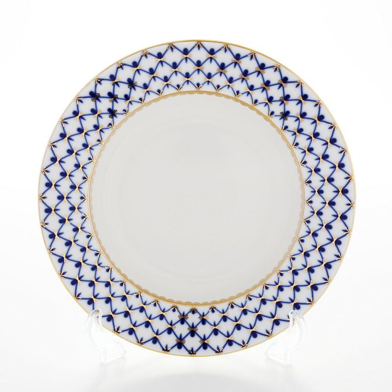 ロシア食器 インペリアル・ポーセリン コバルトネット スーププレート 22cm