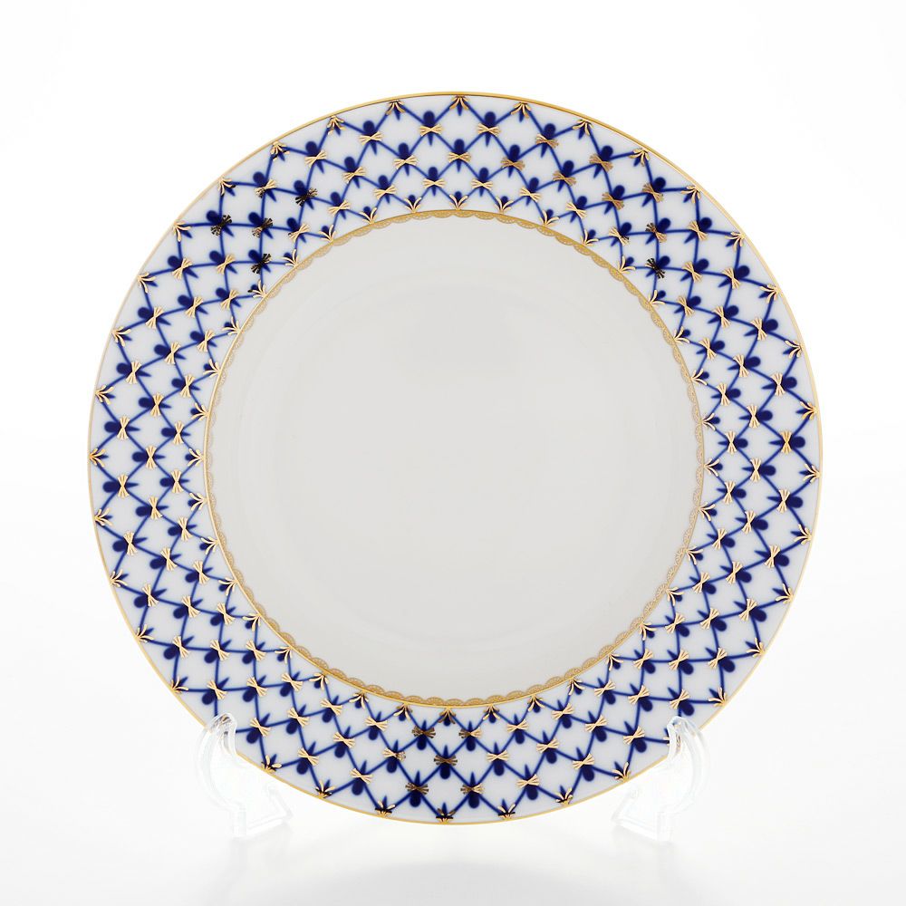 ロシア食器 インペリアル・ポーセリン コバルトネット スーププレート 22cm