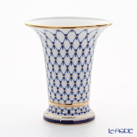 ロシア食器 インペリアル・ポーセリン コバルトネット ベース 20.3cm