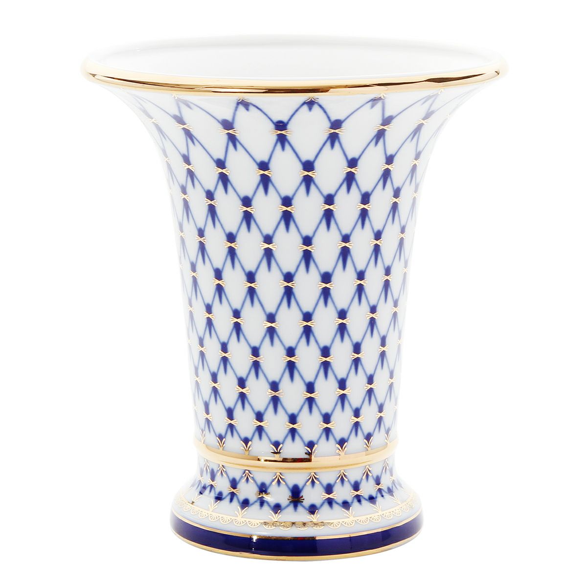 ロシア食器 インペリアル・ポーセリン コバルトネット ベース 20.3cm