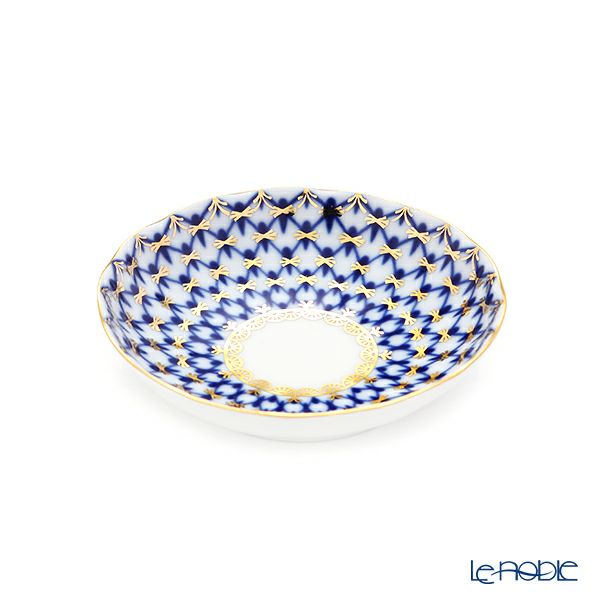 ロシア食器 インペリアル・ポーセリン コバルトネット ジャムディッシュ 9.5cm