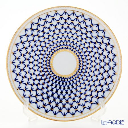 ロシア食器 インペリアル・ポーセリン コバルトネット ケーキプレート 30cm