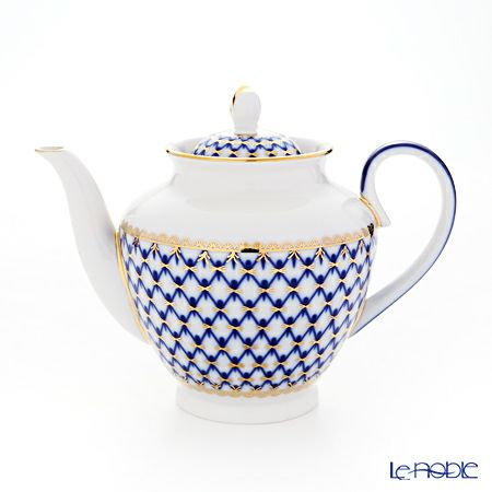 ロシア食器 インペリアル・ポーセリン コバルトネット ティーポット 800ml（スプリング）