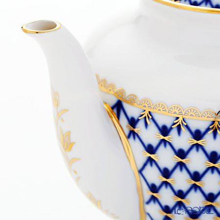 ロシア食器 インペリアル・ポーセリン コバルトネット ティーポット 800ml（スプリング）