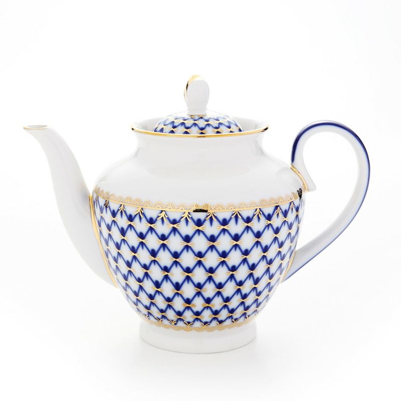 ロシア食器 インペリアル・ポーセリン コバルトネット ティーポット 800ml（スプリング）