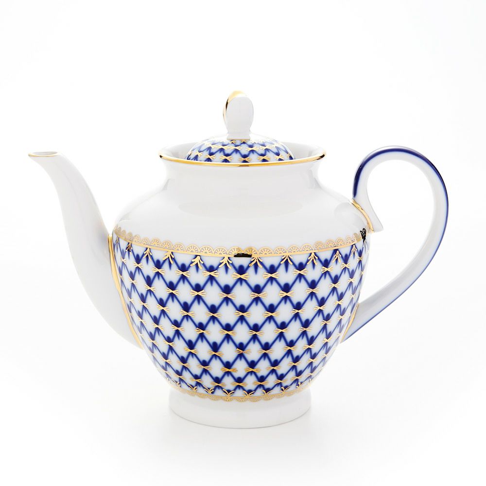 ロシア食器 インペリアル・ポーセリン コバルトネット ティーポット 800ml（スプリング）
