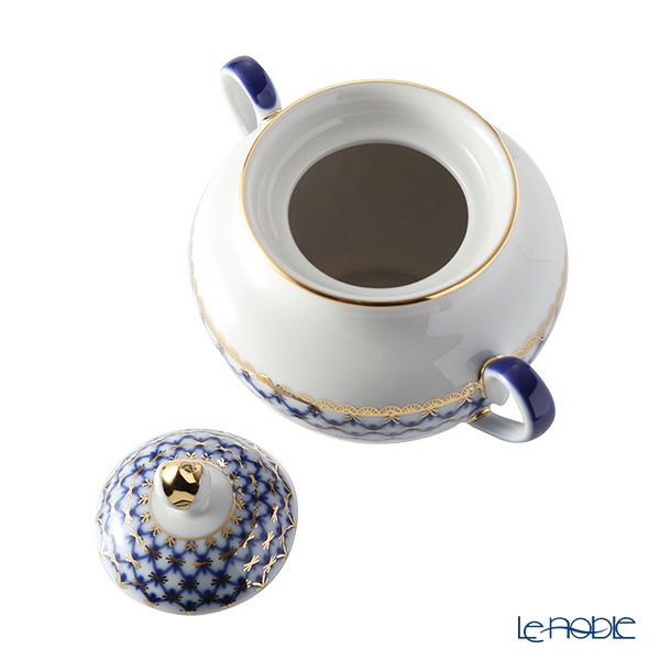 ロシア食器 インペリアル・ポーセリン コバルトネット シュガーポット 400ml スプリング