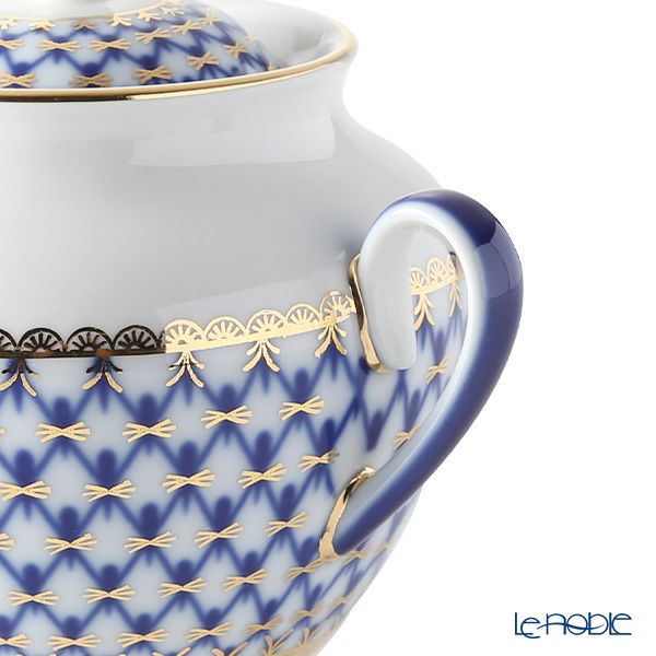 ロシア食器 インペリアル・ポーセリン コバルトネット シュガーポット 400ml スプリング