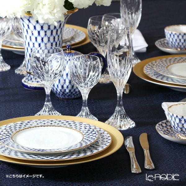 ロシア食器 インペリアル・ポーセリン コバルトネット プレート 21.5cm