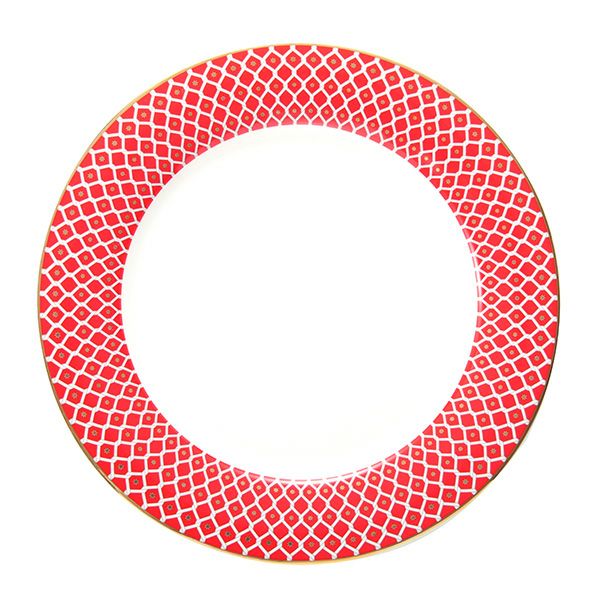 ロシア食器 インペリアル・ポーセリン スカーレット プレート 27cm レッド