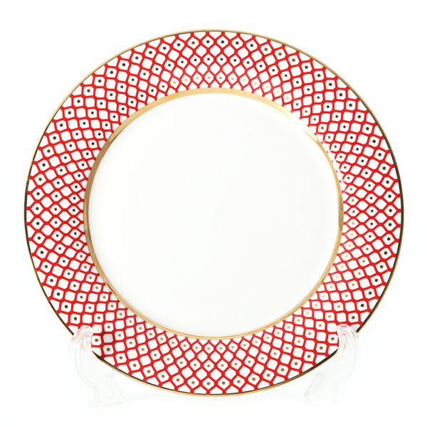 ロシア食器 インペリアル・ポーセリン スカーレット プレート 27cm ホワイト