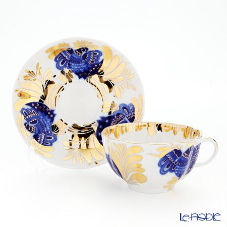 ロシア食器 インペリアル・ポーセリン ゴールデンガーデン ティーカップ＆ソーサー 250ml