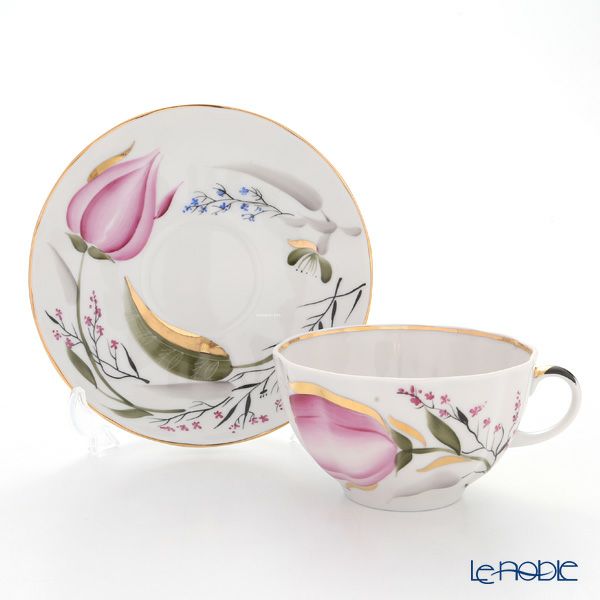 ロシア食器 インペリアル・ポーセリン チューリップ ティーカップ＆ソーサー 250ml