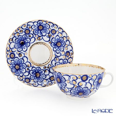 ロシア食器 インペリアル・ポーセリン ワインディングトウィッグ ティーカップ＆ソーサー 250ml