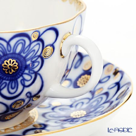 ロシア食器 インペリアル・ポーセリン ワインディングトウィッグ ティーカップ＆ソーサー 250ml