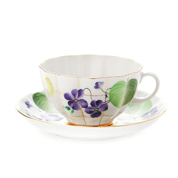 ロシア食器 インペリアル・ポーセリン バイオレットフォレスト ティーカップ＆ソーサー 250ml
