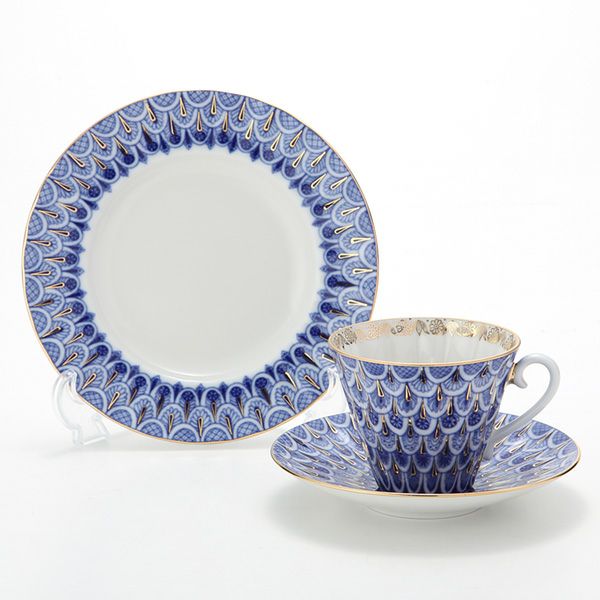 ロシア食器 インペリアル・ポーセリン 忘れな草 3ピースセット（ラジアル）