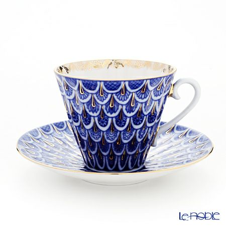 ロシア食器 インペリアル・ポーセリン 忘れな草 ティーカップ＆ソーサー 250ml（ラジアル）