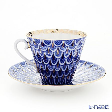 ロシア食器 インペリアル・ポーセリン 忘れな草 ティーカップ＆ソーサー 250ml（ラジアル）