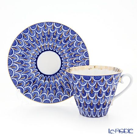 ロシア食器 インペリアル・ポーセリン 忘れな草 ティーカップ＆ソーサー 250ml（ラジアル）