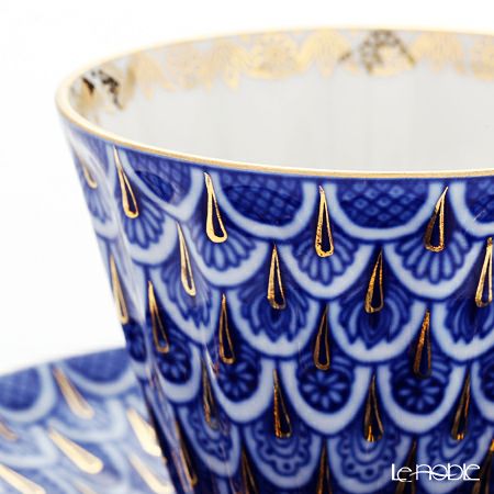 ロシア食器 インペリアル・ポーセリン 忘れな草 ティーカップ＆ソーサー 250ml（ラジアル）