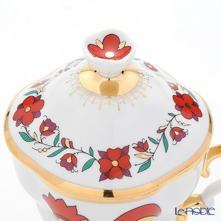 ロシア食器 インペリアル・ポーセリン レッドルースター ティーカップ＆ソーサー 250ml（ふた付）